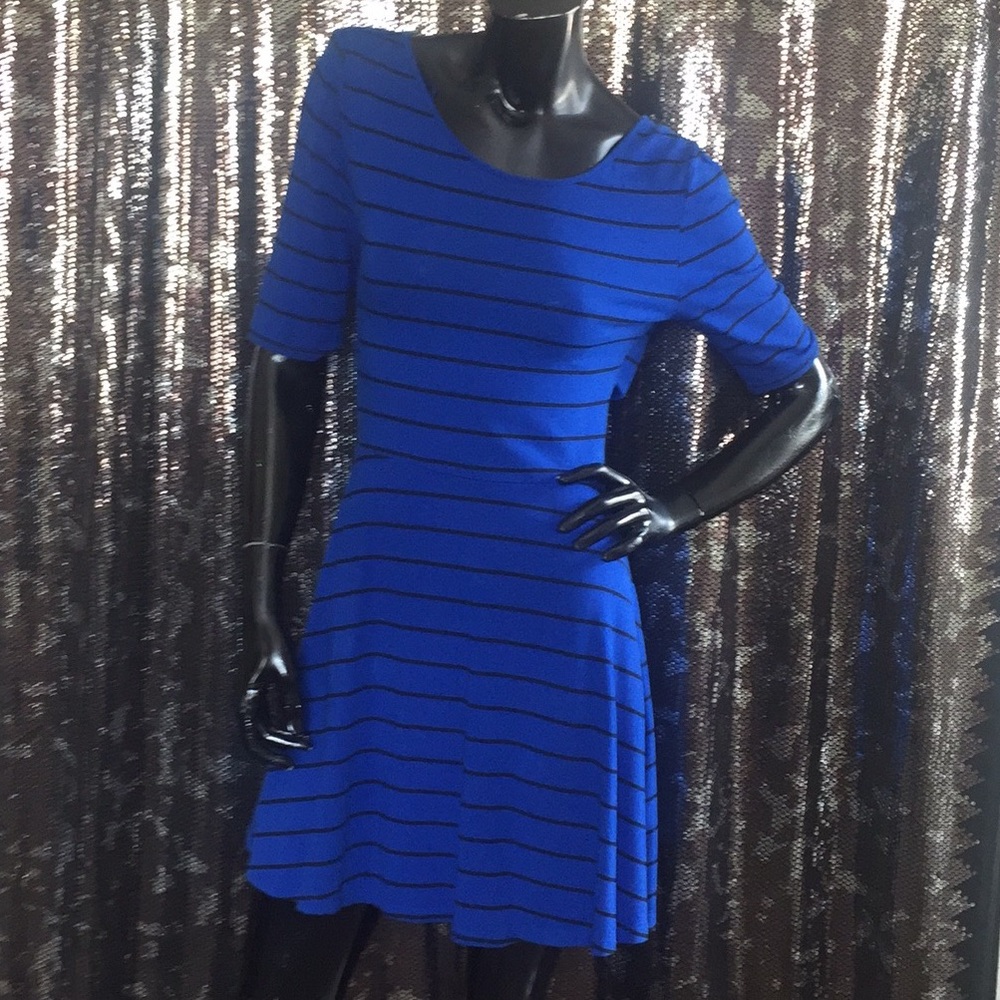 Blue w/ black stripe dress